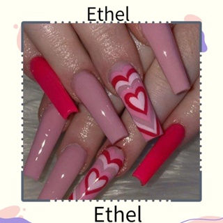 Ethel1 เล็บปลอม ลายเกล็ดหิมะ สไตล์ฝรั่งเศส DIY สําหรับตกแต่งเล็บ 24 ชิ้น