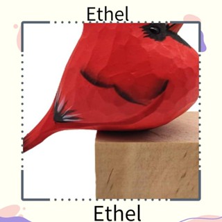 Ethel1 ฟิกเกอร์ไม้แกะสลัก รูปสัตว์ นกแกะสลัก แฮนด์เมด สําหรับตกแต่งบ้าน 2 ชิ้น