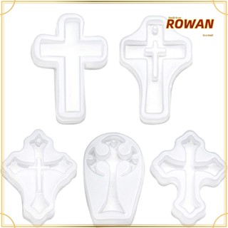 Rowans แม่พิมพ์ซิลิโคนเรซิ่น รูปไม้กางเขน สีขาว สําหรับทําเครื่องประดับ 5 ชิ้น