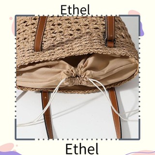 Ethel1 กระเป๋าถือ กระเป๋าสะพายไหล่ แบบสาน ความจุขนาดใหญ่ เรียบง่าย พร้อมสายสะพาย 2 สาย สําหรับผู้หญิง