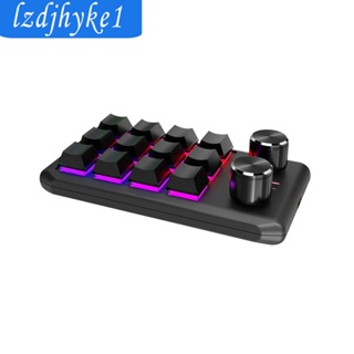 [Lzdjhyke1] คีย์บอร์ดบลูทูธ 12 คีย์ RGB LED พร้อมลูกบิด สําหรับเล่นเกม ออฟฟิศ PC