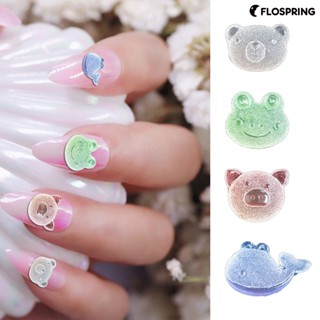 Flospring อุปกรณ์ตกแต่งเล็บ จี้รูปกบ หมู หมี 3D สีแคนดี้ สําหรับตกแต่งเล็บ 10 ชิ้น