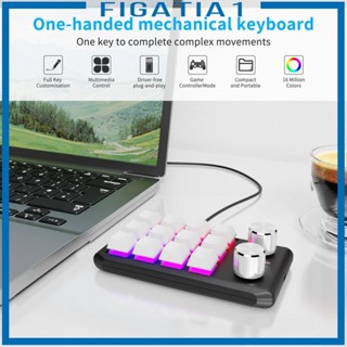 [figatia1] คีย์บอร์ด 12 คีย์ RGB กันลื่น พร้อมสาย USB พร้อมลูกบิด 2 ปุ่ม ขนาดเล็ก สําหรับเล่นเกม