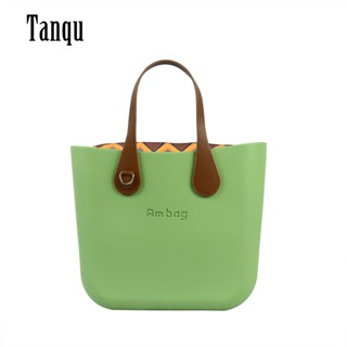 Ambag Obag O Style DIY กระเป๋าผ้าแคนวาส มีซิป ด้านใน สีสันสดใส ใบสั้น 51 ซม. หนัง PU กระเป๋าถือผู้หญิง EVA