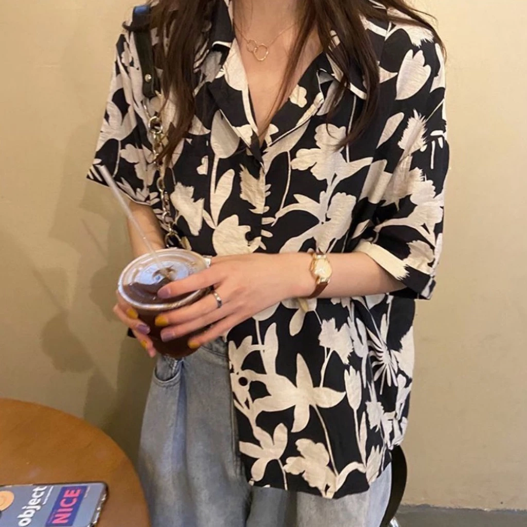 เสื้อเชิ้ตฮาวาย แขนสั้น ลายดอกไม้ สงกรานต์ ผู้หญิง thumbnail 3