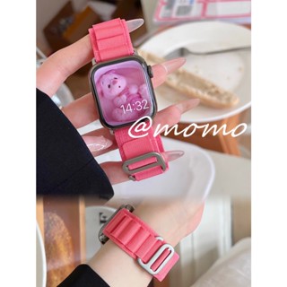 สายนาฬิกาข้อมือไนล่อน สีชมพู สําหรับ iWatch Ultra Strap Series SE Ultra 8 7 6 5 3 49 มม. 45 มม. 41 มม. 42 มม. 38 มม. iWatch 44 มม. 40 มม.