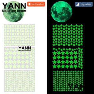 Yann1 สติกเกอร์ติดผนัง ลายดวงจันทร์ ดาว เรืองแสงในที่มืด สําหรับตกแต่งบ้าน ห้องนอนเด็ก