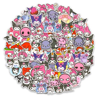 สติกเกอร์ ลายการ์ตูน Sanrio Mymelody Kuromi กันน้ํา สําหรับตกแต่งหมวกกันน็อค จักรยาน 100 ชิ้น 50 ชิ้น