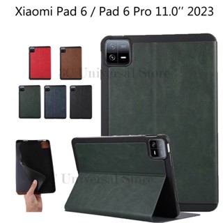 เคสหนัง PU ฝาพับ กันเหงื่อ พร้อมช่องใส่บัตร ตั้งได้ แฟชั่นเรียบง่าย สําหรับ Xiaomi Pad6 Pad 6 Pro 11.0 นิ้ว Xiaomi Pad 6 11.0 นิ้ว 2023