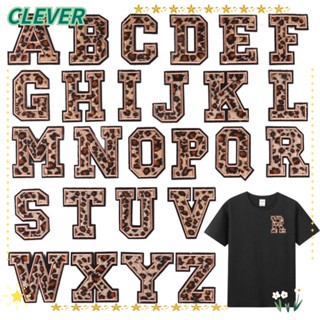 Clever แผ่นแพทช์ตัวอักษร ลายเสือดาว ผ้าไม่ทอ DIY อุปกรณ์เสริม สําหรับตกแต่งบ้าน