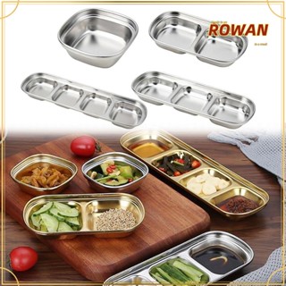 Rowans จานสเตนเลส ทรงสี่เหลี่ยมผืนผ้า สําหรับใส่ซอส เครื่องเทศ น้ําเกรวี่ เรือ