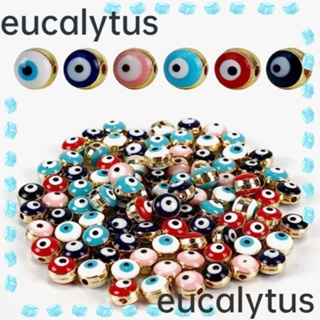 Eucalytus1 ลูกปัดอะคริลิคเรซิ่น รูปดวงตาชั่วร้าย 6 มม. คละสี สําหรับทําสร้อยข้อมือ DIY