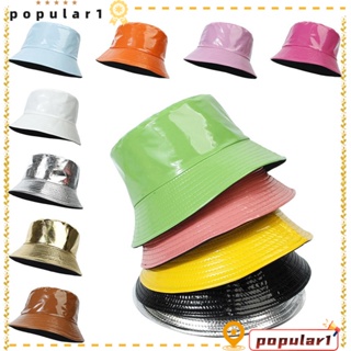 POPULAR หมวกบักเก็ต ผ้าฝ้าย หนัง PU ป้องกันแดด แฟชั่นเรโทร สําหรับปีนเขา