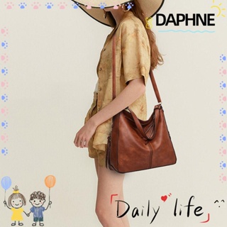 Daphne กระเป๋าสะพายไหล่ กระเป๋าช้อปปิ้ง หนัง PU สีพื้น ความจุขนาดใหญ่