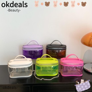 Okdeals กระเป๋าสะพายไหล่ PVC แบบใส น้ําหนักเบา สีพื้น แฟชั่นสําหรับผู้หญิง