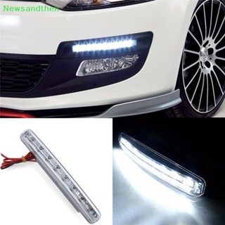 Newsandthen หลอดไฟตัดหมอก 8 LED DRL สีขาว สําหรับรถยนต์