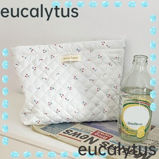 Eucalytus1 กระเป๋าเครื่องสําอาง กระเป๋าคลัทช์ ผ้าฝ้าย ลายดอกไม้ ขนาดใหญ่ จุของได้เยอะ เหมาะกับการเดินทาง สําหรับผู้หญิง