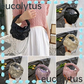 Eucalytus1 กระเป๋าสะพายไหล่ กระเป๋าถือ ผ้าฝ้าย แต่งสายโซ่คล้อง สําหรับสตรี