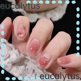 Eucalytus1 เล็บปลอม หัวเหลี่ยม ถอดออกได้ ยาวปานกลาง สไตล์ฝรั่งเศส สําหรับผู้หญิง