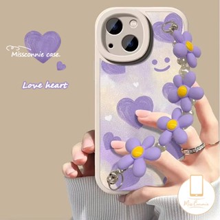 เคสโทรศัพท์มือถือ Tpu แบบนิ่ม ลายดอกไม้ หัวใจ สีม่วง สําหรับ Realme C55 C53 C25 C20 C30 C25Y 5 10 6s 7i 5i 8Pro 6 9i 8 8i C25s C21 C12 C11 C21Y C15 C35 C31 C17 C17 C3 สร้อยข้อมือ