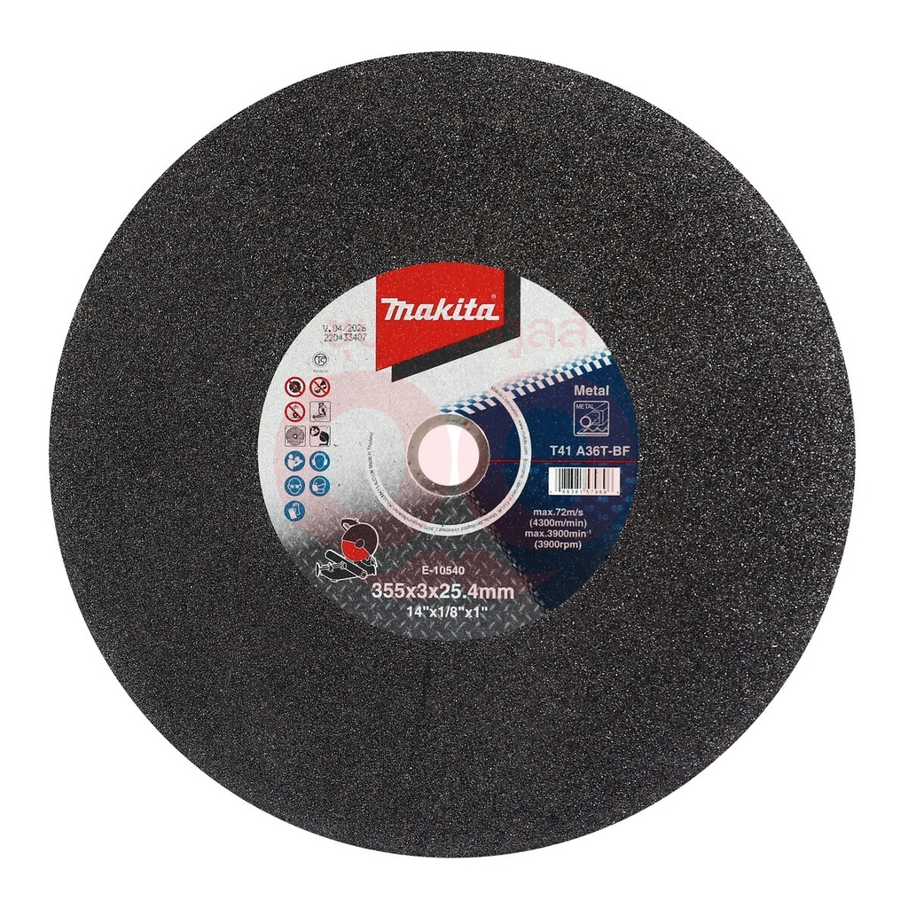 MAKITA มากีต้า MP003355 E-10540 แผ่นตัด 14" ผิวหยาบ (A36T) CUT-OFF WHEEL 14" / 355 X 3.0 X 25.4MM Co
