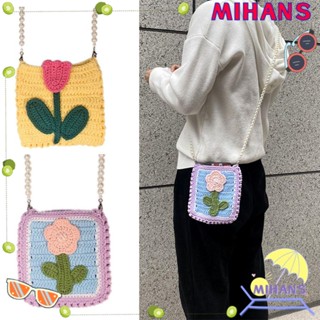 Mih กระเป๋าสะพายข้าง ผ้าถัก ลายดอกทิวลิป สําหรับผู้หญิง