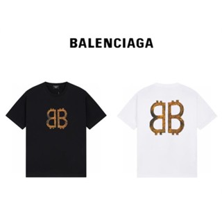 เสื้อยืดแขนสั้นลําลอง ผ้าฝ้าย พิมพ์ลายกราฟฟิติ BA881LEN666CIAGA สไตล์สตรีท แฟชั่นสําหรับผู้ชาย และผู้หญิง