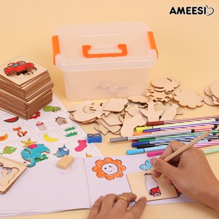 Ameesi สมุดระบายสีไม้ รูปกราฟฟิติ DIY ของเล่นเสริมการเรียนรู้ สําหรับเด็ก