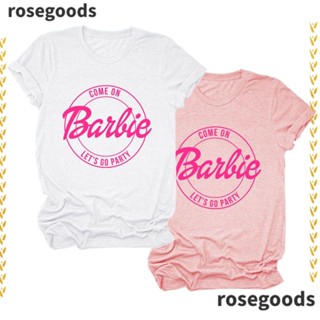 Rosegoods1 เสื้อยืดคอกลม แขนสั้น ผ้าฝ้าย พิมพ์ลาย Come on Dear Bachelorette สําหรับตุ๊กตาบาร์บี้