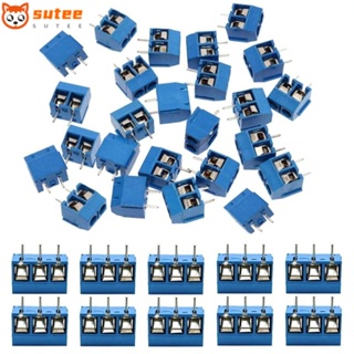 Sutee ขั้วต่อสกรู 2 Pin และตัวเชื่อมต่อบล็อก Pcb 3 Pin พิทช์ 5 มม. สีฟ้า 50 X 2 Pin 60 ชิ้น