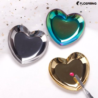 Flospring จานสีสเตนเลส รูปหัวใจ ไม่ซีดจาง สําหรับตกแต่งเล็บ