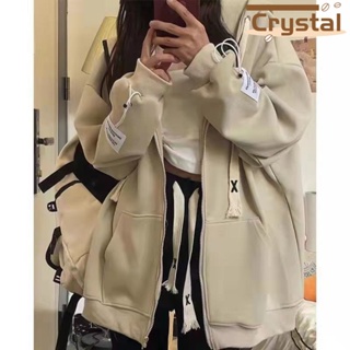 เสื้อผ้าผู้ญิง แขนยาว เสื้อฮู้ด คลุมหญิง สไตล์เกาหลี แฟชั่น A28J11V Crystal