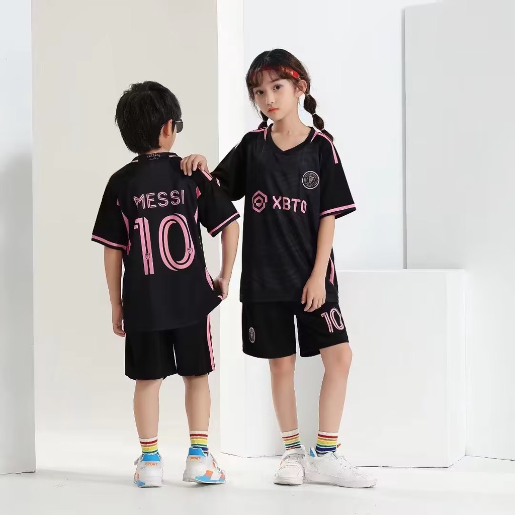 เสื้อกีฬาแขนสั้น ลายทีมชาติฟุตบอล Inter Miami Away No.10 Messi 23/24 Season ชุดเยือน สําหรับเด็กผู้ช