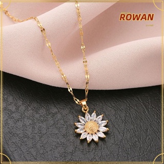 Rowans สร้อยคอไทเทเนียม จี้ดอกทานตะวัน เครื่องประดับ ของขวัญแม่ หรูหรา