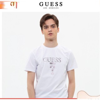 Guess ใหม่ เสื้อยืดคอกลม แขนสั้น พิมพ์ลายโลโก้ แฟชั่นฤดูร้อน