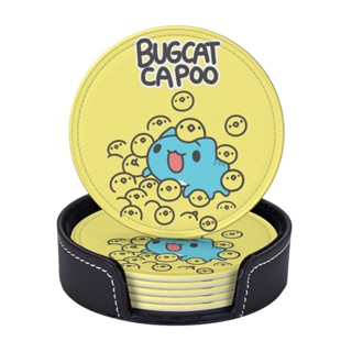 Bugcat CAPOO ที่รองแก้วหนัง ทรงกลม กันเปื้อน ป้องกันน้ําร้อนลวก สําหรับร้านอาหาร ห้องครัว สํานักงาน และอื่น ๆ 6 ชิ้น