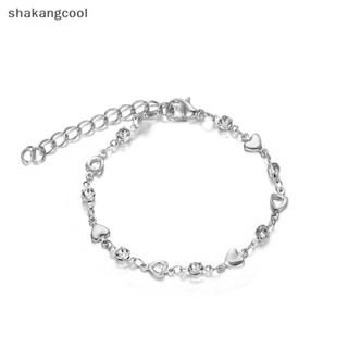 Shakangcool สร้อยข้อมือโซ่ ประดับคริสตัล รูปหัวใจ สามารถปรับได้ หรูหรา เครื่องประดับ สําหรับผู้หญิง