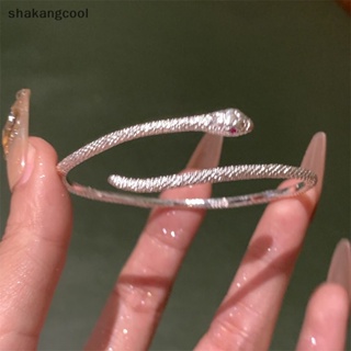 Shakangcool สร้อยข้อมือ กําไลข้อมืองู สีเงิน เรียบง่าย ปรับได้ เครื่องประดับ ของขวัญวันเกิด งานแต่งงาน สําหรับผู้หญิง SGL