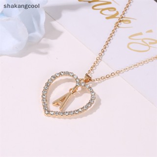 Shakangcool สร้อยคอโซ่ รูปหัวใจ ประดับพลอยเทียม 26 ตัวอักษร A-Z ของขวัญวันวาเลน เครื่องประดับ สําหรับผู้หญิง SGL