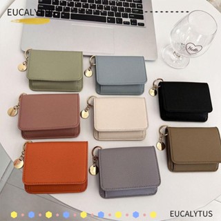 Eutus กระเป๋าสตางค์ ใบสั้น หนัง PU มีซิป สีพื้น น้ําหนักเบา ขนาดเล็ก แฟชั่นสําหรับสตรี