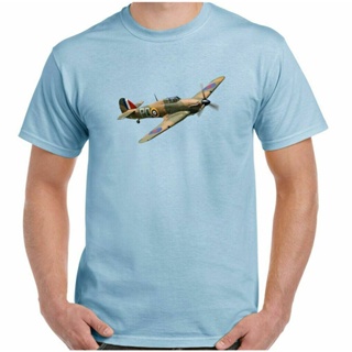 เสื้อยืด พิมพ์ลายเครื่องบินรบ HAWKER HURRICANE WWII British Fighter Battle of Britain RAF สไตล์อังกฤษ          