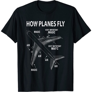 ใหม่ เสื้อยืด พิมพ์ลายเครื่องบินตลก How Planes Fly ของขวัญ สําหรับเด็ก          