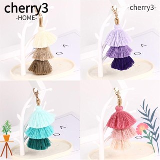 Cherry3 พวงกุญแจ สามชั้น สไตล์โบฮีเมียน หลากสี อุปกรณ์เสริม สําหรับกระเป๋าถือ