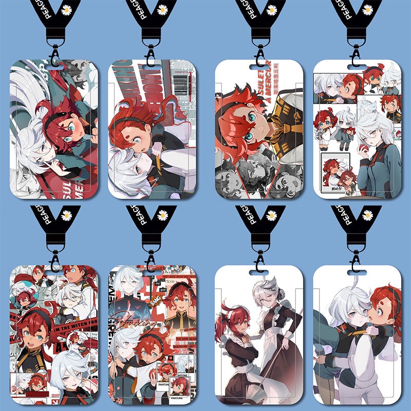 โมบิลสูทกันดั้ม: แม่มดจาก Mercury Miorine Rembran DIY Student School ID Card Holder Work ID Personal Lanyard Name Card Case