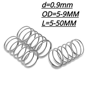 【XCF】สปริงแรงดัน Sus304 เส้นผ่านศูนย์กลางภายนอก D0.9 มม. 5 6 7 8 9 ยาว 10-50 มม.