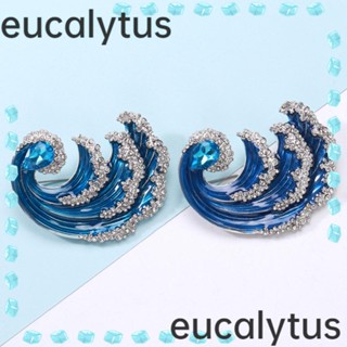 Eucalytus1 เข็มกลัดคริสตัล รูปคลื่นทะเล สีฟ้า แฟนตาซี เครื่องประดับ สําหรับผู้หญิง