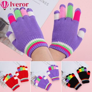 Lveror ถุงมือถัก สีแคนดี้ สําหรับเด็กอายุ 5-8 ปี