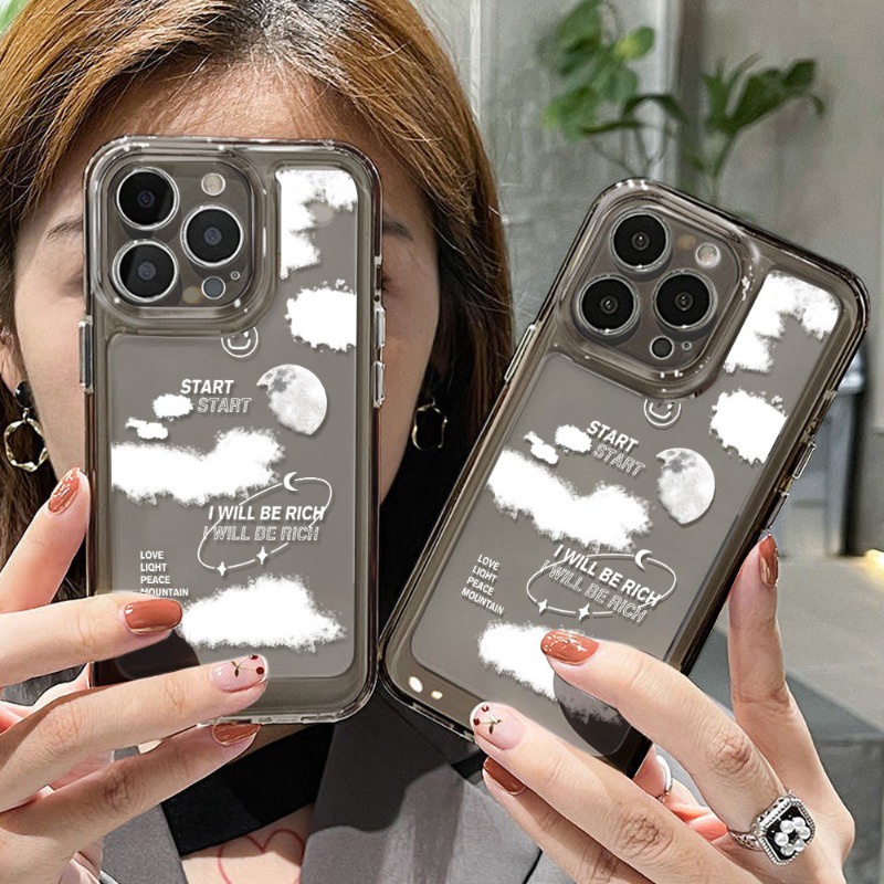 เคสโทรศัพท์เมฆสีขาวใสสำหรับ iPhone 11 13 14 Pro Max 14 XR XS Max 7 8 Plus 12 13 11 Pro Max 13 12 Pro