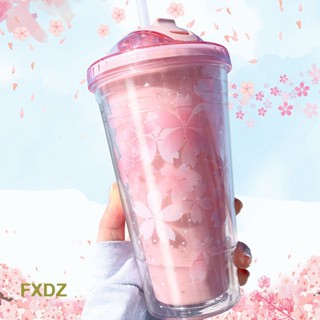 Fxdz แก้วน้ํา มีฉนวนกันความร้อน พร้อมฝาปิด และหลอดดูด ไร้ BPA ขนาด 480 มล. สําหรับเดินทาง