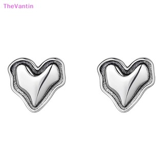 Thevantin ต่างหูสตั๊ด โลหะ รูปหัวใจ สไตล์สตรีท วินเทจ มินิมอล เครื่องประดับแฟชั่น สําหรับผู้หญิง 1 คู่